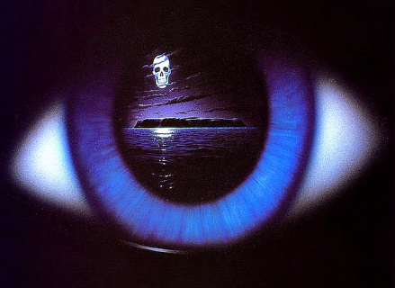 skull ocean in blue eye